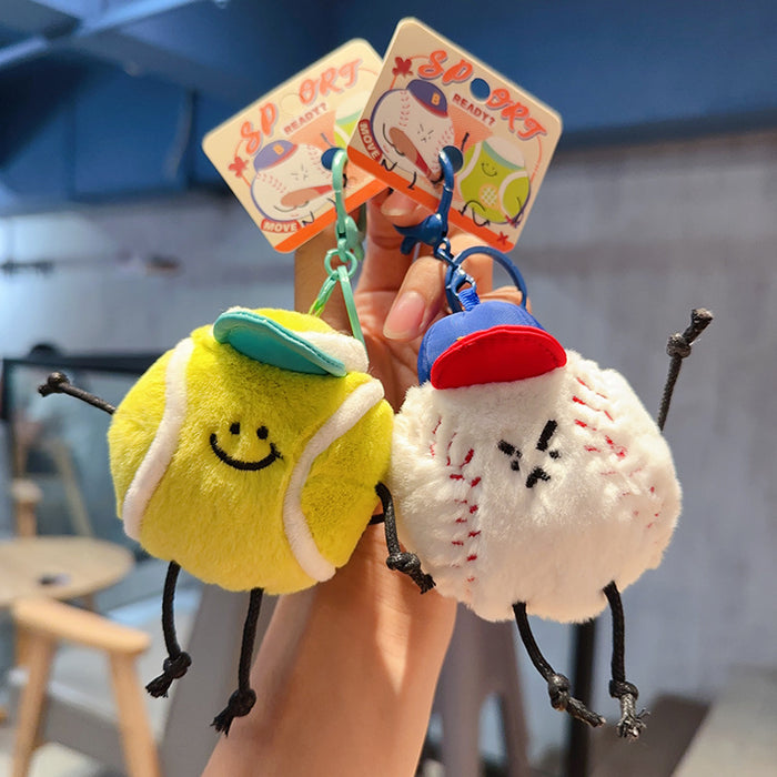 Wholesale Creative Sports Ball Plush Tennis Baseball Keychain Doll Cute Couple Car Bag Pendant Pendant