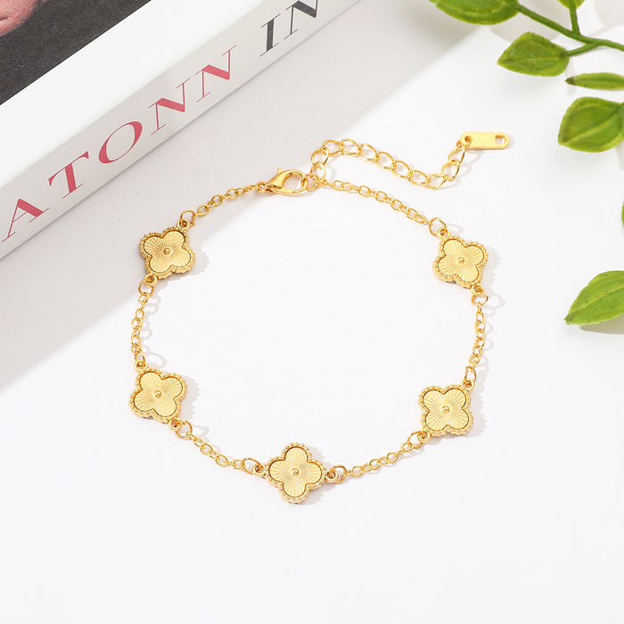 Wholesale 10pcs Alloy Four-Leaf Clover Petal Bracelet