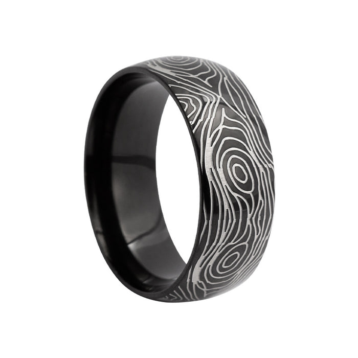 Wholesale Annual Ring Pattern Titanium Steel Ring JDC-RS-YuYuan013