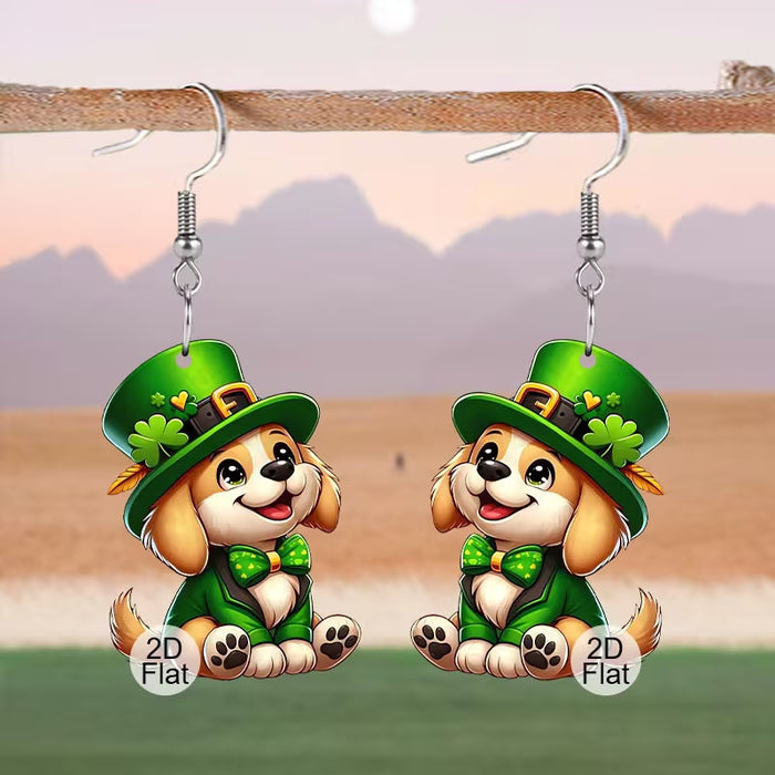 Wholesale Green Heart Acrylic Earrings St.  Patrick' s Day Fashion Accessory