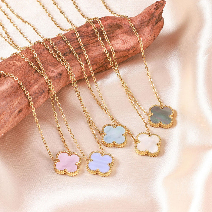 Wholesale Stainless Steel Gold-Plated Four-Leaf Clover Necklace