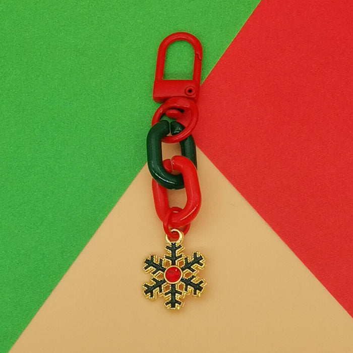 Wholesale Christmas Keychain Pendant Cute  Snowflake Elk Tree Snowman Mobile Phone Chain Bag Pendant