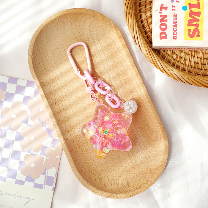 Wholesale Acrylic Star-Filled Liquid Glitter Keychain