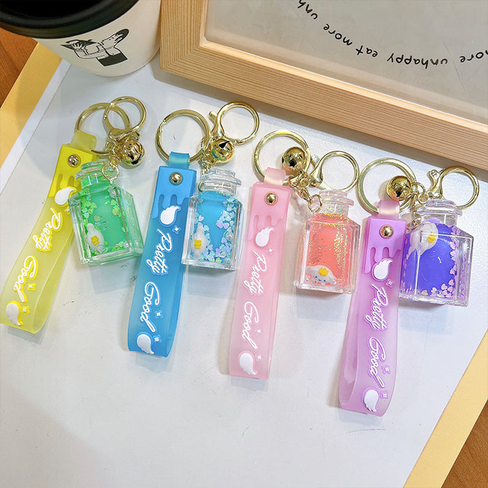 Wholesale Acrylic Quicksand Oil Square Bottle Keychain JDC-KC-YanG061