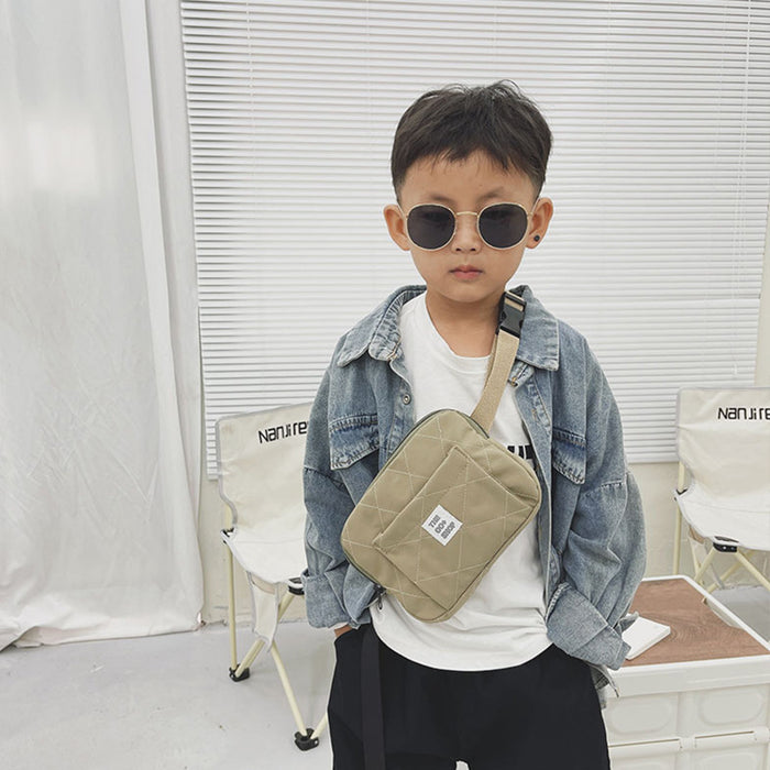 Wholesale Canvas New Handsome Children's Chest Bag Fashion Rhombus Embroidery Bag JDC-SD-YuanDuo074