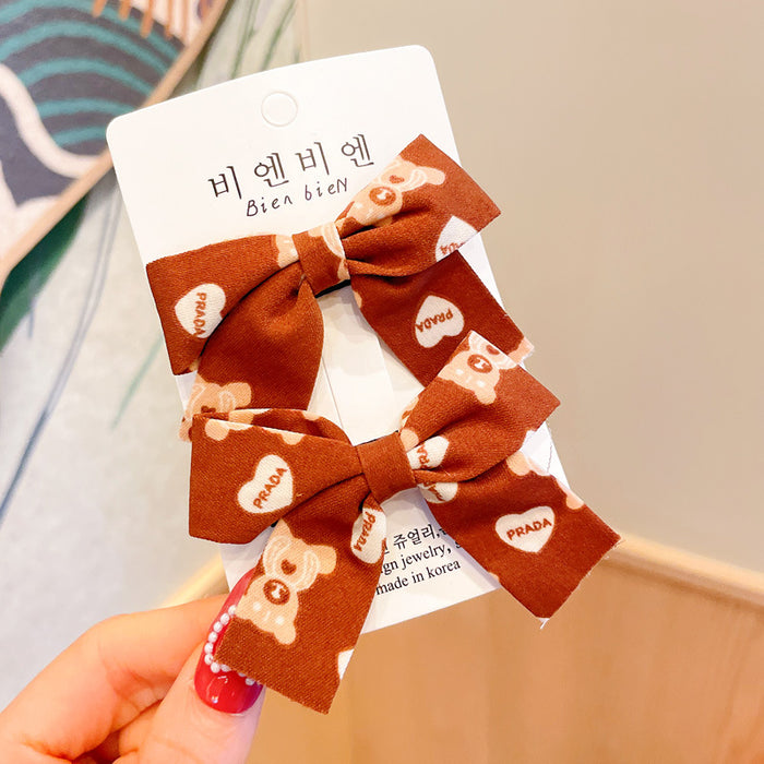 Wholesale Internet Celebrity Milk Curry Color Bear Bow Hairpin