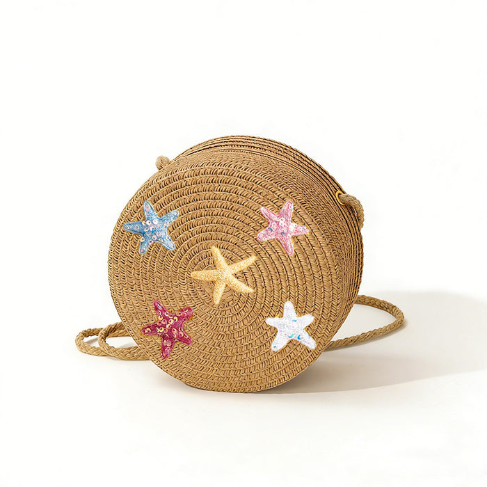 Wholesale Starry Summer Beach Straw Bag Set Cute Crochet Crossbody Coin Purse