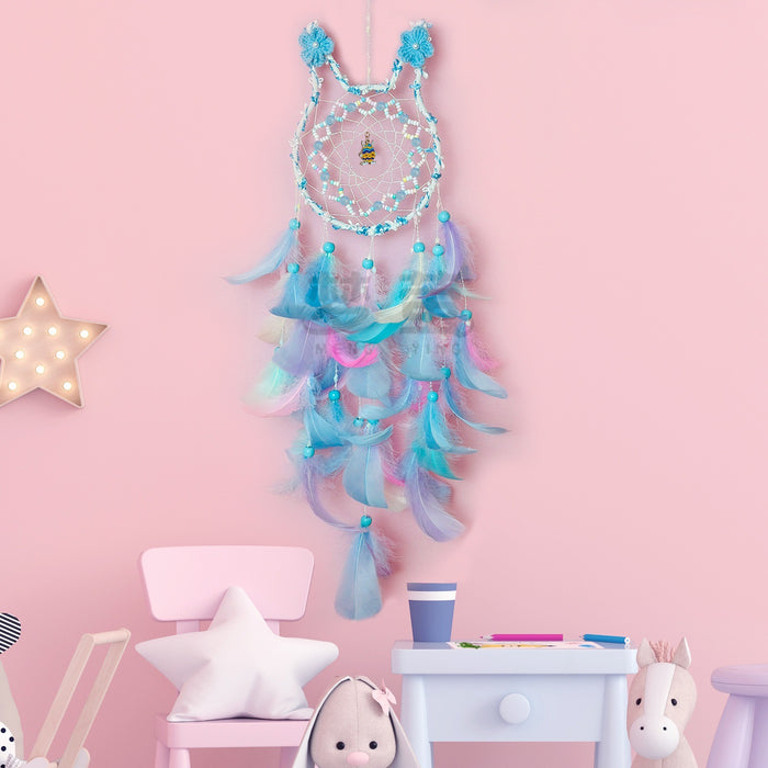 Wholesale Pink Rabbit Dream Catcher Handmade Feather Pendant Bedroom Decor MOQ≥2