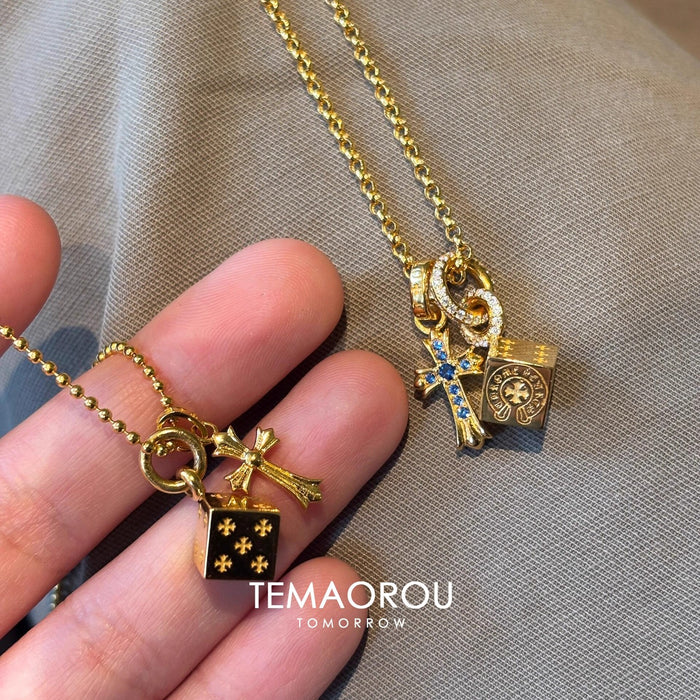 Wholesale Dice cross necklace Pendant long necklace
