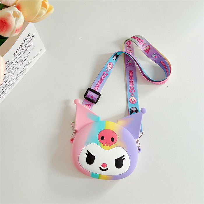 Wholesale  large wallet cartoon children's silicone bag  coin purse with lanyard