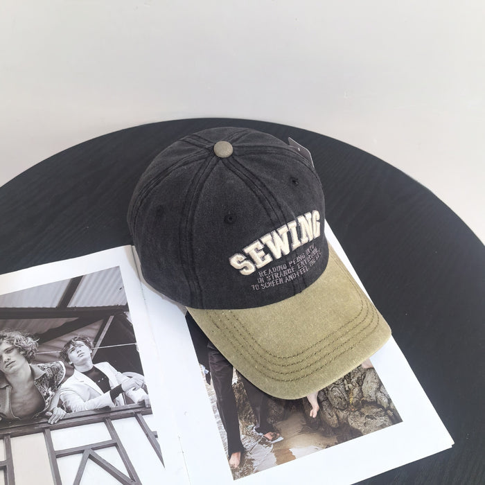 Wholesale Versatile duckbill hat washed with retro embroidery, used sun hat, casual sun protection baseball hat
