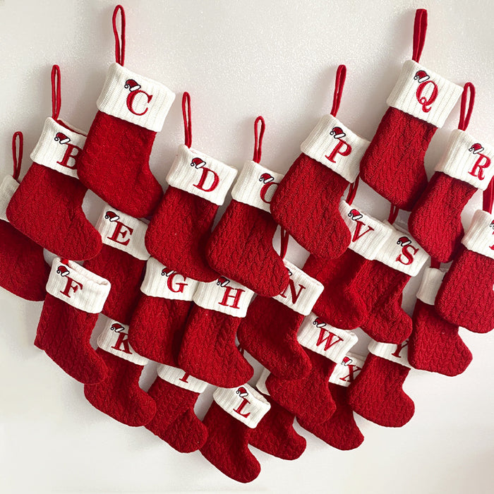 Wholesale Classic Red Letter Christmas Socks Wool Knitted Christmas Socks Festive Christmas Pendant Decoration