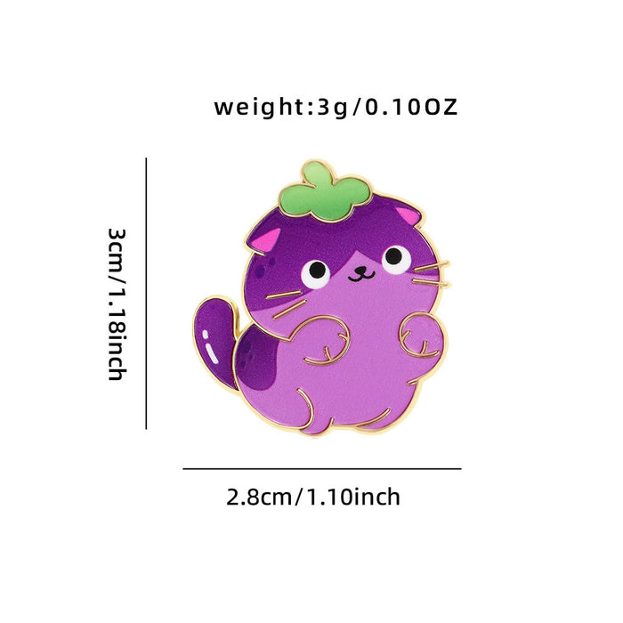Wholesale Cartoon cute cat badge creative fruit cherry animal badge metal brooch clothing bag jewelry accessories