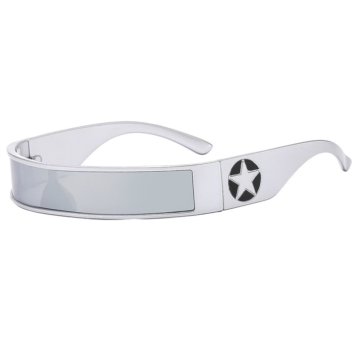 Wholesale Cyberpunk five-pointed star technology riding one-piece  future sense niche  hot girl sunglasses