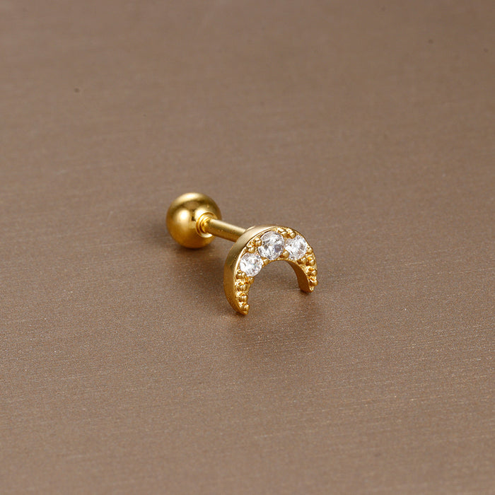 Wholesale Jewelry Stainless Steel Ear Nail Zircon Ball Screw Women
