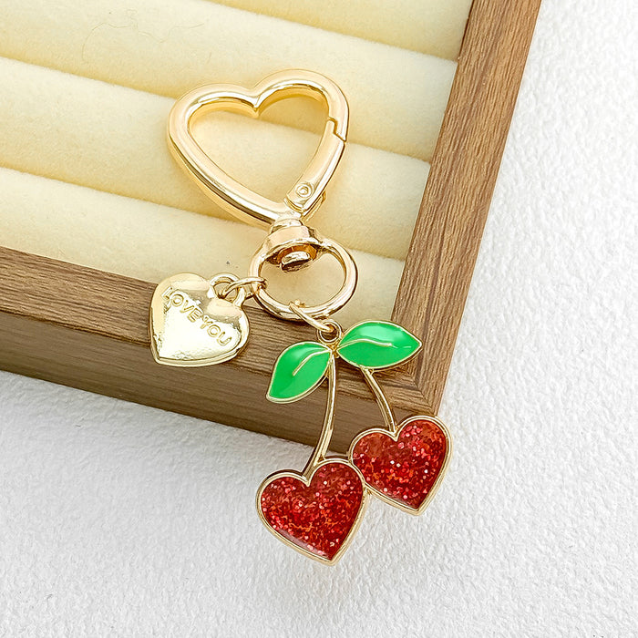 Wholesale Cute Peach Heart Cherry Valentine's Day Keychain
