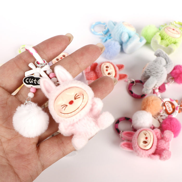 Wholesale Mini flocking doll vinyl doll pendant cute handmade jewelry accessories