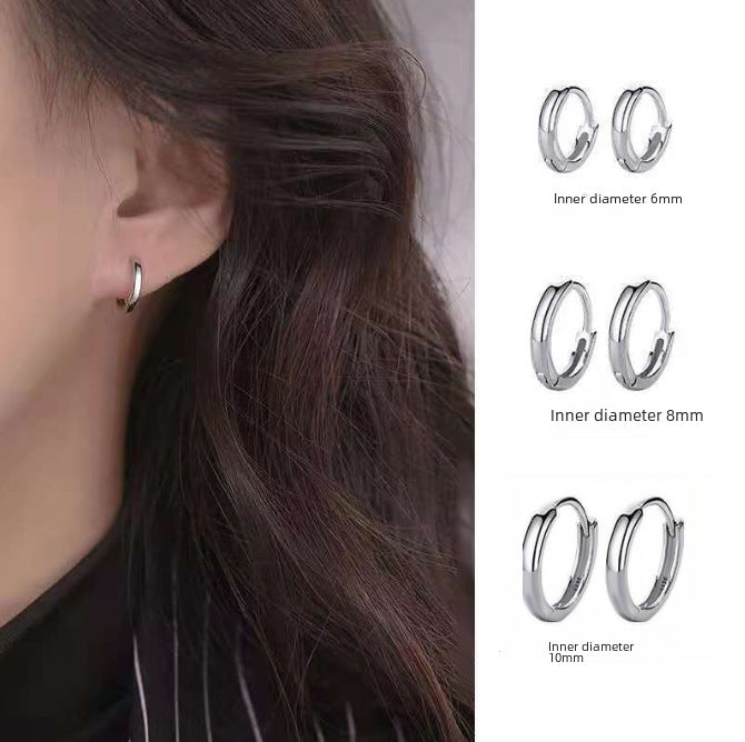 Wholesale Silver Needle Simple Geometric Sleeping Without Picking Glossy Buckle Earrings