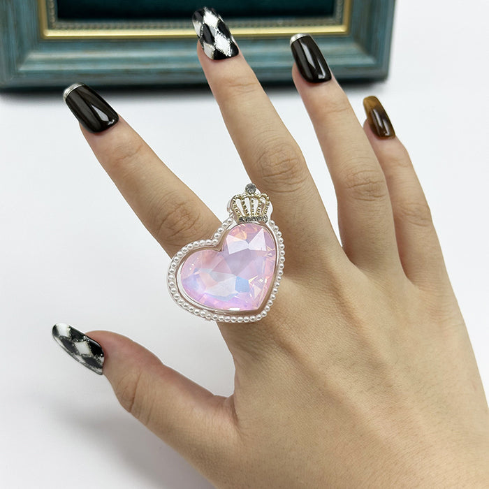 Wholesale New Light Luxury Crown Love Niche Design Ring Jewelry Colorful Shining Ring