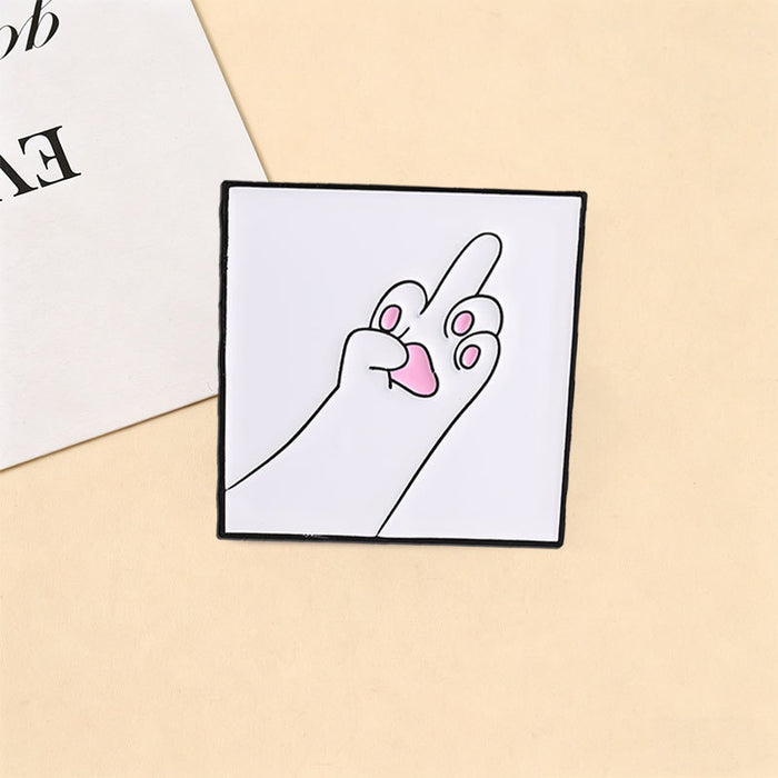 Wholesale Funny Cat Paw Middle Finger Zinc Alloy Enamel Brooch Pin Trendy Everyday Fashion Accessory Gift