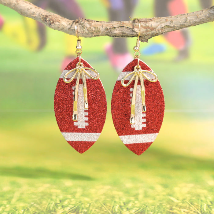 Wholesale Grete sy sequin bow earrings women' s sports style rugby earrings niche design earrings trend