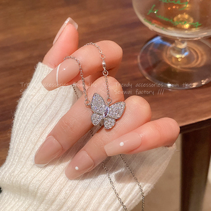 Wholesale Zirconium Butterfly Necklace Titanium Steel Clavicle Chain New Style Spice Girl Accessories