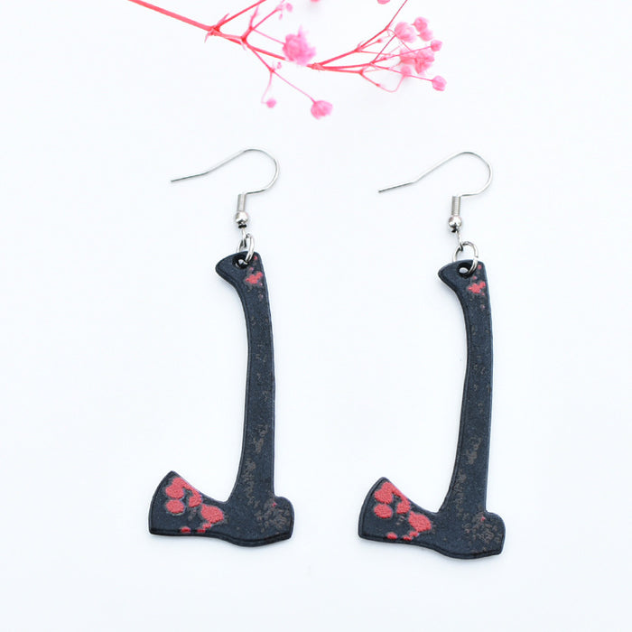 Wholesale Halloween sword knife scissors axe dagger stainless steel earrings