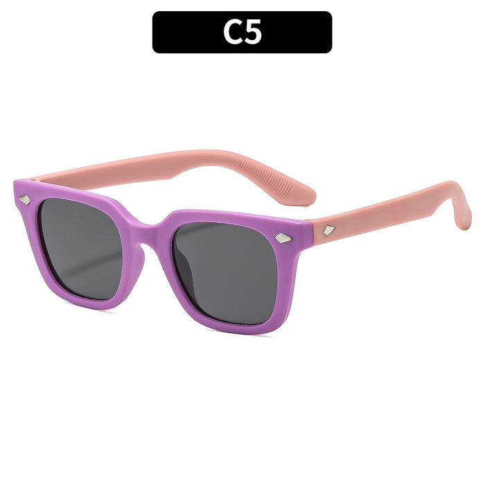 Wholesale Children' s Square Silicone Sunglasses UV400 Trendy Outdoor Fashion Accessory