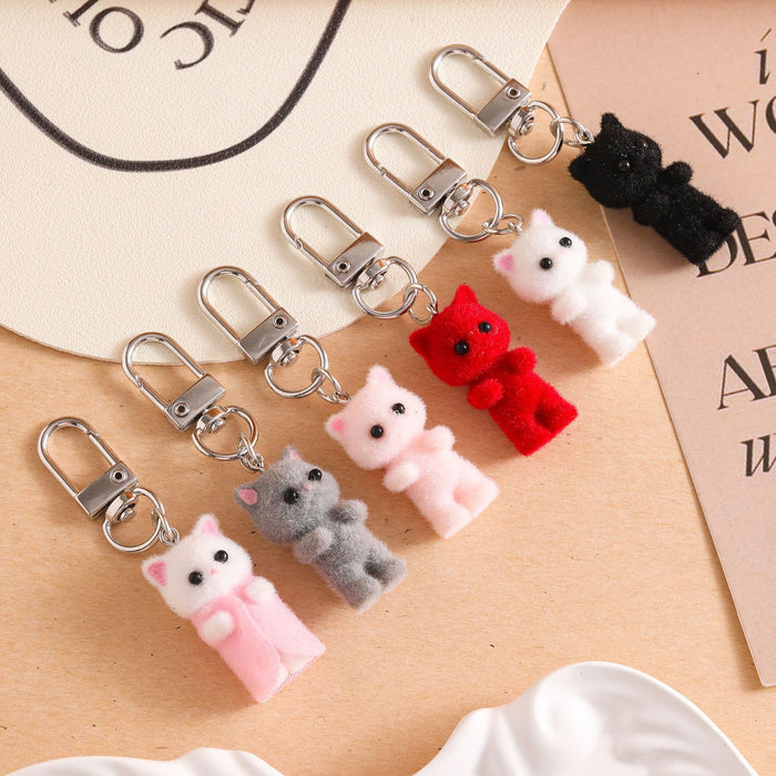 Wholesale Cute cartoon plush cat keychain pendant hanging decoration resin exquisite backpack bag car keychain