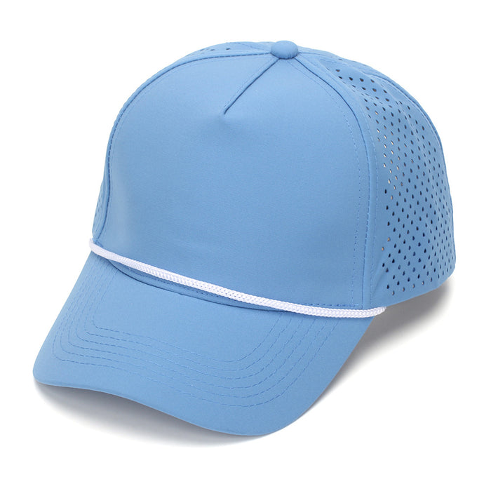 Wholesale White Quick-Dry Baseball Cap with Strap - Breathable Perforated Sun Protection Hat for Summer Outdoor Activities