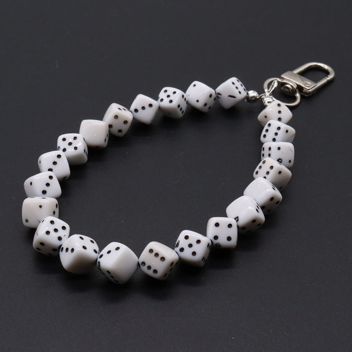 Wholesale Alloy Door Buckle Black 8 Dice Lanyard Ins Phone Chain Keychain Pendant Bag Water Bottle Lanyard Accessory