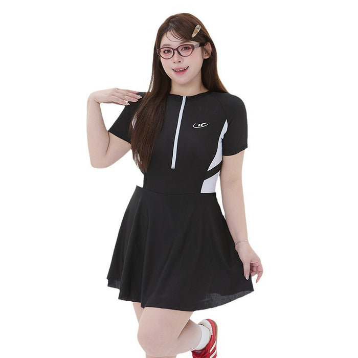 Wholesale plus size Swimsuit Polyester Sports one-piece  Casual Conservative Fat Girl's Flesh-covering Belly-covering Slimming Hot Spring Swimsuit