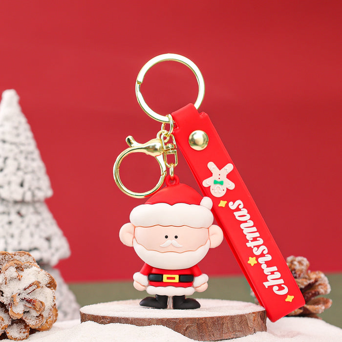 Wholesale Cute Christmas Couple PVC Keychain Epoxy Doll Charm for Backpack Car Key Decorative Accessory Gift MOQ:2