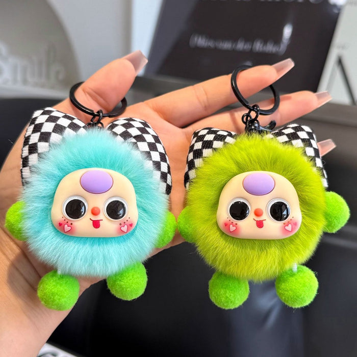 Wholesale Bowknot Small Coal Ball Fuzzy Keychain