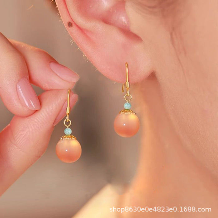 Wholesale Design Round Bead Earrings Strawberry Crystal Ear Hooks, Elegant Earrings