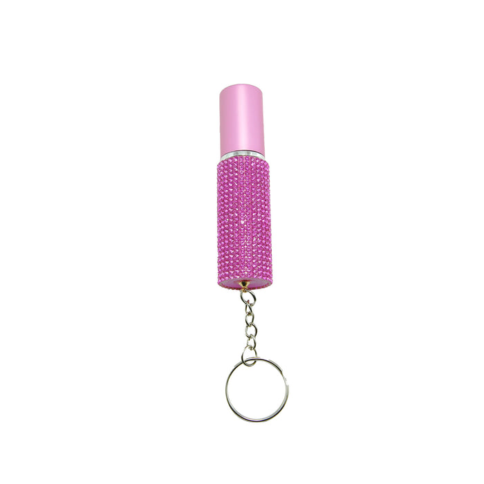 Wholesale Modern Alloy Rhinestone Perfume Bottle Keychain Pendant Portable 5Ml Atomizer Car Key Accessory For Women