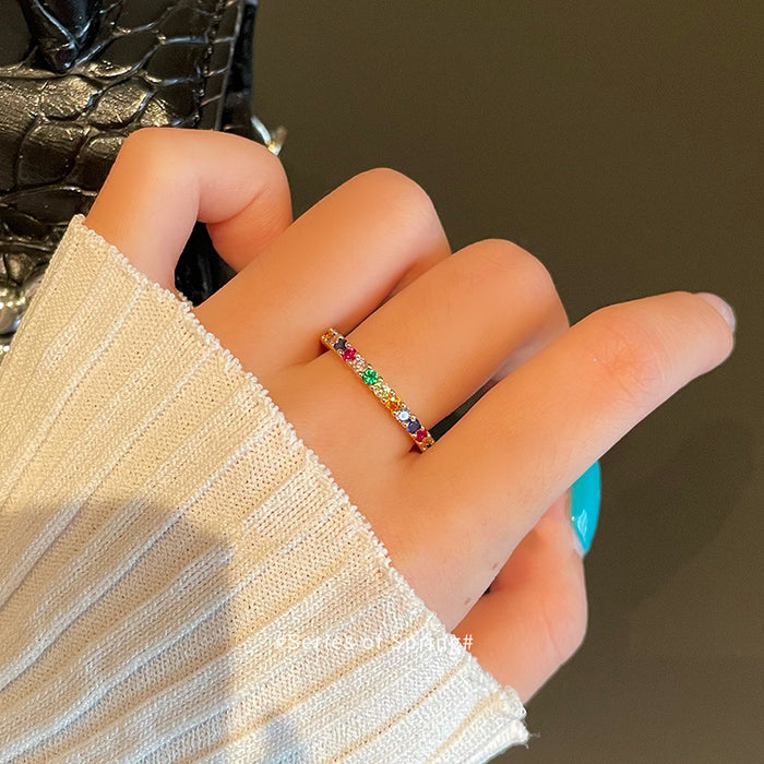 Wholesale Minimally designed zircon niche light luxury versatile open ring ring