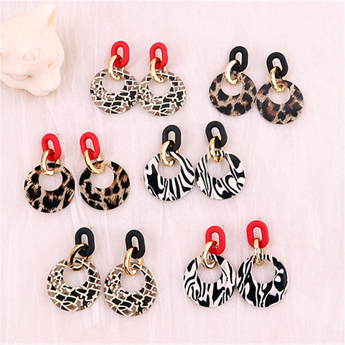 Wholesale Acrylic Geometric Leopard Circle Earrings JDC-ES-ChouD011