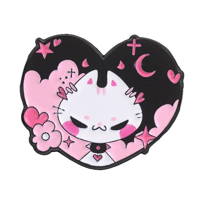 Wholesale Heart Shaped Cat Brooch Zinc Alloy Enamel Pin Cute Kitten Badge For Backpacks Jeans Clothing Fashion Accessory