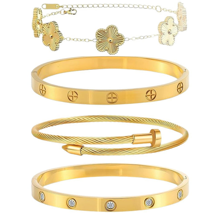 Wholesale Titanium Steel Electroplated Bracelet With Stone Row Stylish Jewelry Accessory