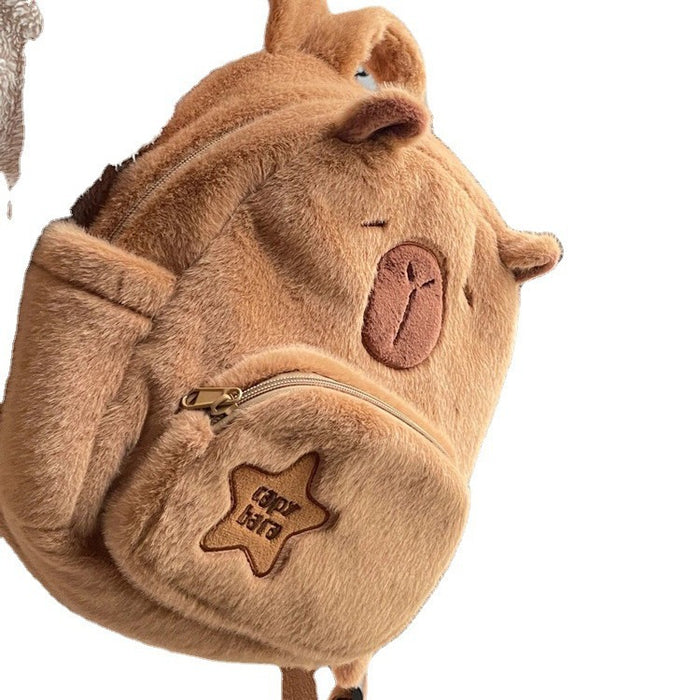 Wholesale Plush Capybara Backpack Cute Crossbody Handbag Female Cartoon Student Small Backpack