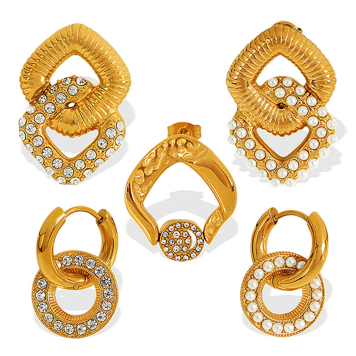 Wholesale Fashionable new earrings with high-end feel, hollowed out geometric double-layer earrings, personalized and versatile accessories
