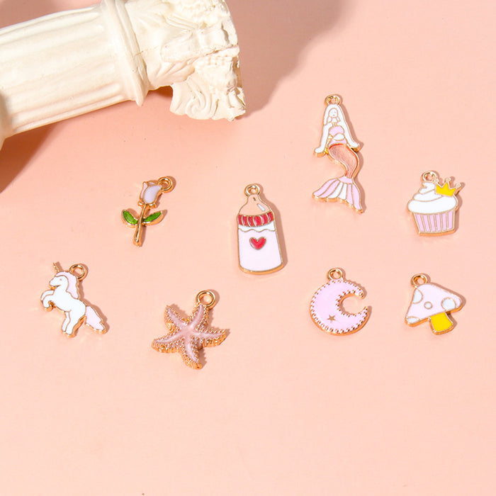 Wholesale Chic Pink Alloy Oil Drip DIY Jewelry Charms Crown Theme for Bracelet Necklace Bag Decoration