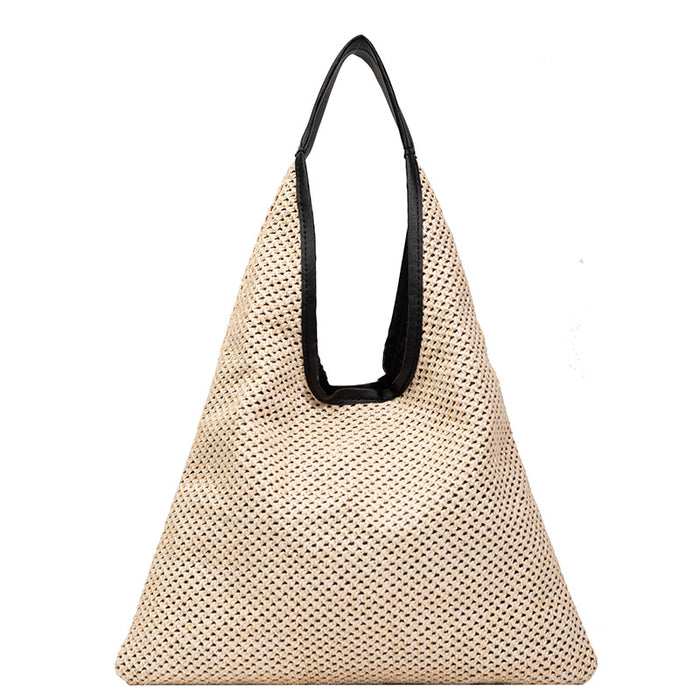 Wholesale New straw woven bag, fashionable and simple hollow shoulder bag, vacation and western-style beach bag, grass woven