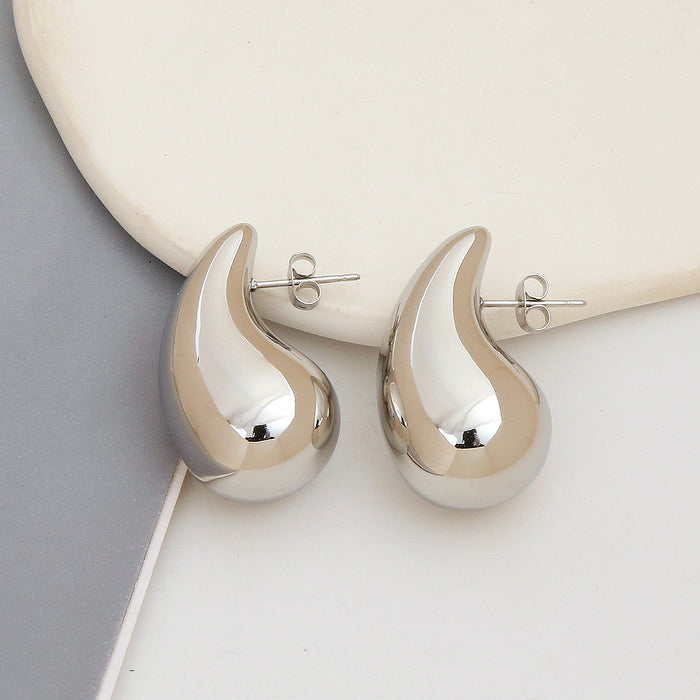Wholesale golden stainless steel water drop earrings