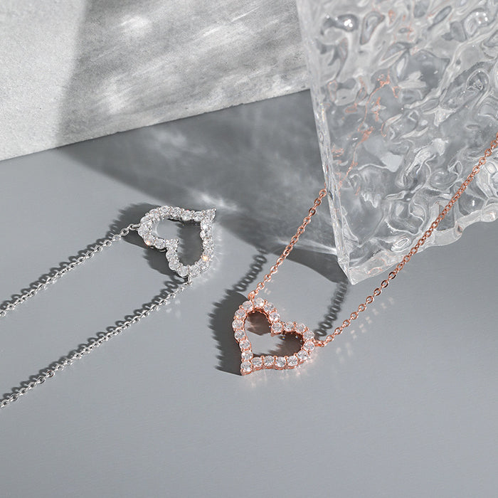 Wholesale Heart Clavicle Chain Rose Gold Simple Fashionable Exquisite Heart-shaped Diamond
