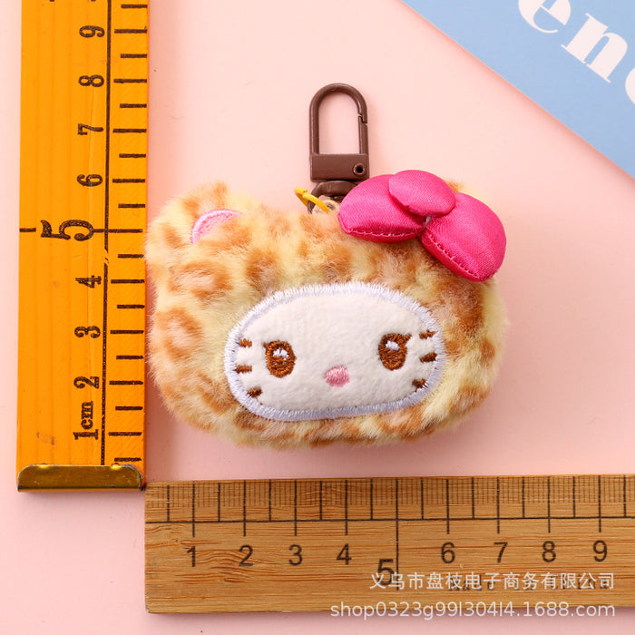 Wholesale 5 PCS Cute big-eared animal leopard print cat keychains