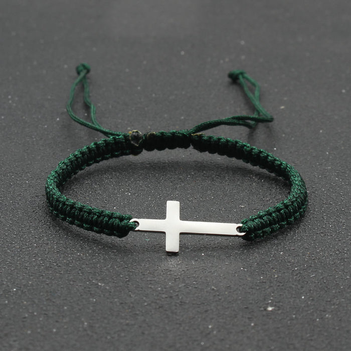 Wholesale Stainless Steel Cross Bracelet Hand Woven Couple Bracelet JDC-BT-SX003