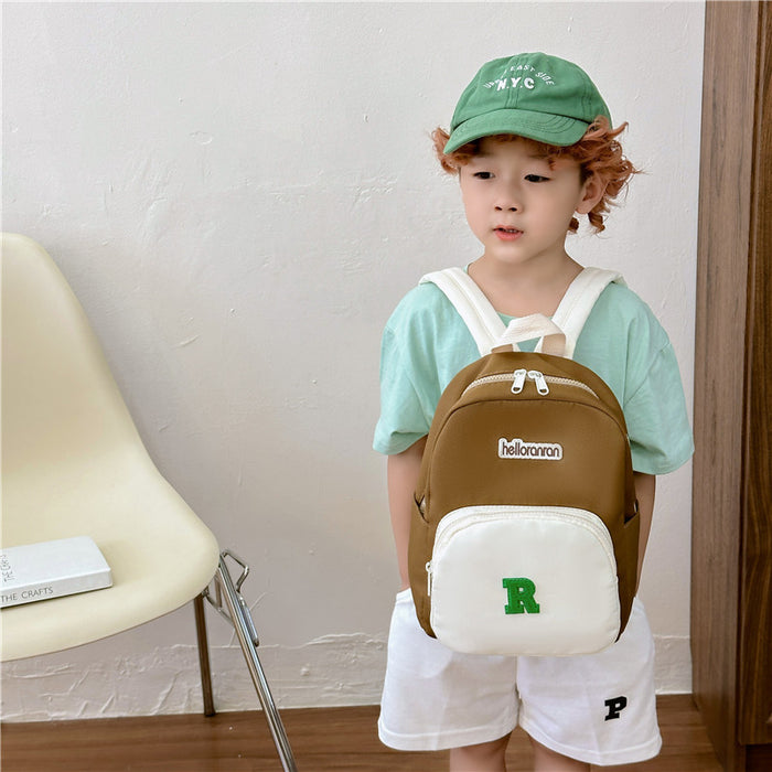 Wholesale Letter Contrast Nylon Children's Backpack JDC-BP-YuanDuo082