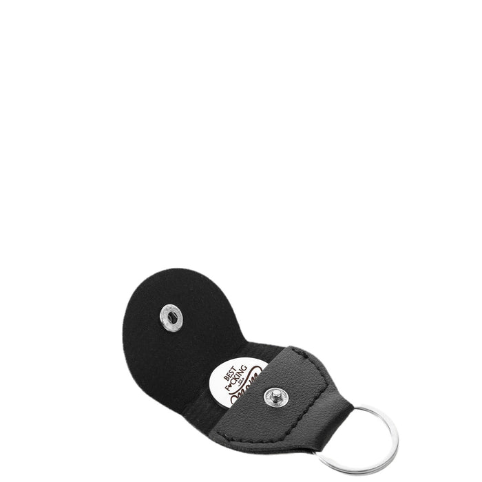 Wholesale Round leather keychain with stainless steel double-sided engraved lettering and heart shaped circular leather keychain